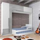 Guarda-Roupa Multimóveis com 3 Portas e 1 Gaveta - Branco/Cinza + Cama Bibox Solteiro Multimoveis Multidecor - Branco