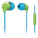 Fone de Ouvido Headset Philips SHE3575BG Intra-Auricular com Microfone Integrado e Botão de Chamadas - Azul e Verde