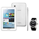 Tablet Samsung Galaxy Tab 2 7.0 P3110, Tela 7", 8GB, Processador Dual Core 1.0, Câmera 3.2MP, Wi-Fi,GPS e Android + Relógio Analógico Masculino Backer