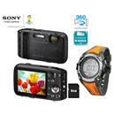 Câmera Digital Cyber Shot DSC TF1 Preta Sony + Relógio masculino Digital Condor Laranja/cinza
