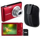 Câmera Digital EC ST72 16MP Vermelho Samsung + Capa câmera digital Preto Samsung