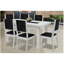Mesa Modocasa Olímpia 160 - Preto/Branco com 6 Cadeiras Modocasa Milão 50262 - Branco/Preto