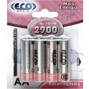 Pilha Recarreg&aacute;vel Eco Mania EM - AA29B4 AA - Prata / Rosa - cod. 95392