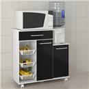 Balcão Fruteira Ditália MF-185 c/ 3 Cestos, 2 Portas e 1 Gaveta - Branco/Preto