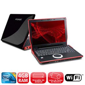 Notebook Megaware Black com Intel Core 2 Duo T6400, 4GB, 320GB, Gravador de DVD, Leitor de Cart&otilde;es, Bluetooth, Wireless, Webcam, LCD 13,3 &acute; e Linux - cod. 65654
