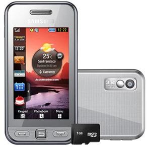 Celular Desbloqueado Samsung STAR S5230 Prata c / C&acirc;mera 3,2MP, MP3, R&aacute;dio FM, Touch Screen e Cart&atilde;o 1GB - cod. 77165
