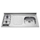 Pia c/ Cooktop a Gás 2 Bocas Tramontina Cuba a Direita 93712/103 - 120x55 cm - Inox
