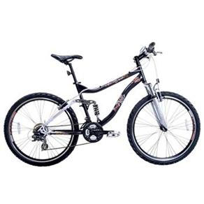 Imagem de Bicicleta Aro 26 Houston Frontier Plus T7 FR26T7J com Suspensão Dupla e 21 Marchas - Preta / Branca - cod. 221509