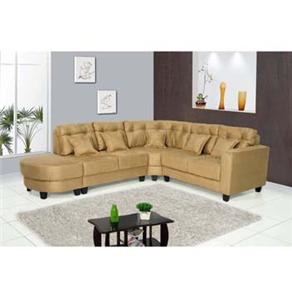 Conjunto American Comfort Vicenza de 2 e 2 Lugares c / Canto e Revestimento em Chenille - Caramelo - cod. 43935