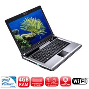 Notebook QbeX c / Intel Dual Core T4300, 4GB, HD 320GB, LCD 14.1 ´ , Gravador de DVD e Linux - cod. 46260