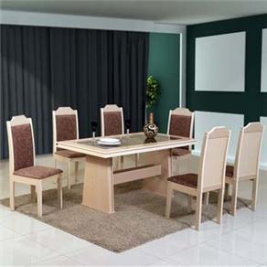 Mesa de Jantar Retangular WW Jaguari&uacute;na c / Tampo Duplo 162x82cm c / 6 Cadeiras Minas SCO212 - Tabaco / Maple - cod. 46393