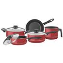 Conjunto de Panelas Tramontina Victoria Antiaderente Starflon Plus Vermelho c/ Tampa de Vidro - 5 Peças