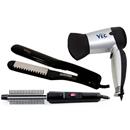 Secador VEC SC601 Dobrável - 1.000 W + Prancha VEC PA101 + Escova Modeladora VEC VEM211