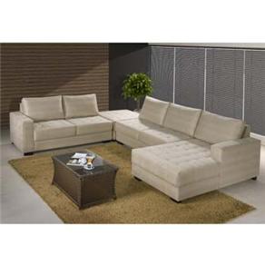Conjunto American Comfort Am&eacute;rica de 2 e 2 Lugares c / Chaise em Suede - Bege - cod. 321290