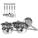Conjunto de Panelas Richwell c/ Tampa de Vidro e Saída de Vapor - 5 Peças + Conjunto de Utensílios Euro Home p/ Cozinha IN9444 c/ 6 Peças