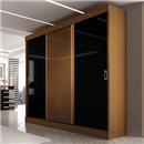 Guarda-Roupa Móveis Europa Rubi com 3 Portas - Castanho/Preto