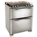 Fogão Electrolux 5 Bocas Celebrate Glass 76DGX c/ Painel Digital Blue Touch, Forno Duplo, Grill e Timer - Inox