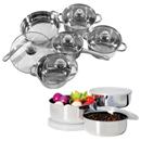 Conjunto de Panelas Best Cook Tampa de Vidro c/ 5 Peças + Conjunto de Potes c/ Tampa Euro Home IN0068 c/ 3 Peças