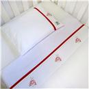 Conjunto de Lençóis para Berço Tribeca Padrão Americano com Joaninha Bordada Vermelho/Branco - 3 Peças