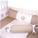 Conjunto p/ Berço Tribeca Padrão Americano c/ Carrinho de Bebê Bordado Bege/Branco - 9 Peças
