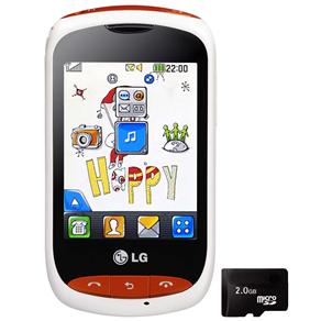 Celular Desbloqueado Claro LG Wink Style T310 Branco/Laranja c/ Câmera 2MP, Rádio FM, MP3 Player, Touch Screen, Bluetooth, Fone de Ouvido e Cartão 2GB
