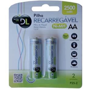 Pilha Recarreg&aacute;vel DL P25 - 2 AA Prata 2500MAH c / 2 Unidades - cod. 274479