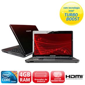 Notebook Megaware Black Purple Preto / Vinho c / Intel Core i5 - 460, 4GB, 500GB, Gravador de DVD, Leitor Biom&eacute;trico, Webcam, HDMI, LED 14 &acute; e Windows 7 - cod. 276913