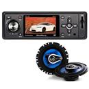 DVD Automotivo WeBox WX-1300 c/ Tela 3", Entrada Auxiliar, USB e Slot p/ Cartão + Par de Alto-Falantes H-Buster 6" BSLT 633U Triaxial