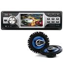 DVD Automotivo Go To GT1 S100 c/ Tela 3", Entrada Auxiliar, USB e Slot p/ Cartão + Par de Alto-Falantes H-Buster 6" BSLT 633U Triaxial