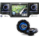 DVD Automotivo GT Sound GTX1800 c/ Tela 3,5", GPS, AUX, USB, Slot p/ Cartão e Bluetooth + Par de Alto-Falantes H-Buster 6" BSLT 633U Triaxial