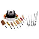 Churrasqueira de Fogão Giragrill Grillex BR10 - Preto/Cinza + Conjunto de Churrasco Euro Home BBQ5 c/ 5 Peças