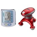 Aparelho de Pressão G-Tech Automático de Pulso Home RW450 + Massageador Portátil G-Tech Handy Power - Vermelho