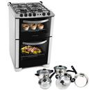 Fogão Electrolux 4 Bocas Celebrate 56DM + Conjunto de Panelas c/ Tampa de Vidro Richwell BK0495 c/ 5 Peças