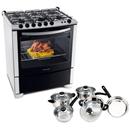 Fogão Electrolux 6 Bocas Celebrate 76SM + Conjunto de Panelas c/ Tampa de Vidro Richwell BK0495 c/ 5 Peças