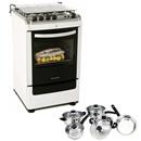 Fogão Electrolux 4 Bocas Chef 52SM + Conjunto de Panelas c/ Tampa de Vidro Richwell BK0495 c/ 5 Peças