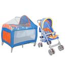 Berço Sacola Tubline Verona Plus 5560/N12 - Laranja/Azul/Amarelo + Carrinho/Berço Passeio Tubline Elegance 2270/N12