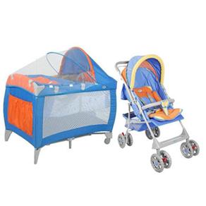 Ber&ccedil;o Sacola Tubline Verona Plus 5560 / N12 - Laranja / Azul / Amarelo + Carrinho / Ber&ccedil;o Passeio Tubline Elegance 2270 / N12 - cod. 1000017783