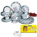 Aparelho de Jantar, Chá e Café Blu Butterfly In Red c/ 42 Peças + Faqueiro Tramontina Búzios 24 Peças - Inox