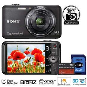 C&acirc;mera Digital Sony Cyber - shot DSC - WX7 / B Preta c / 16.2 MP, LCD 2.8 &acute; , Foto Panor&acirc;mica 3D, V&iacute;deo Full HD, Face Detection e MS 8GB + Cart&atilde;o SD 2GB - cod. 1000026309