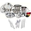 Faqueiro Tramontina Malibu 91 Peças - Inox + Conjunto de Panelas c/ Tampa de Vidro Richwell FBK7235 c/ 7 Peças