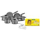 Conjunto de Panelas Tramontina Versalhes Convida Antiaderente Starflon Grafite - 7 Peças + Faqueiro Tramontina Búzios 24 Peças - Inox