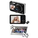 Câmera Digital Samsung PL120 Preta 14.2MP, LCD 2.7", LCD Frontal 1.5", Zoom Óptico 5x, Vídeo HD + Cartão 4GB + Quebra-cabeça*