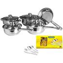 Conjunto de Panelas Richwell c/ Tampa de Vidro e Saída de Vapor - 5 Peças + Faqueiro Tramontina Búzios 24 Peças - Inox