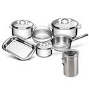 Conjunto de Panelas Tramontina Solar c/ Fundo Triplo - 6 Peças + Pote Inova Hermético D147079 Inox - 2 L