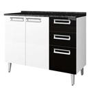Gabinete Itatiaia Dakar c/ 3 Portas e 2 Gavetas - Branco/Preto