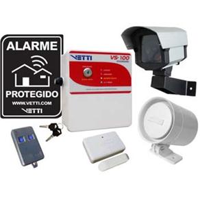 Kit de Alarme Vetti Instale F&aacute;cil s / Fio VS - 100 Standard c / Sirene, C&acirc;mera Falsa e Controle Remoto - cod. 364705