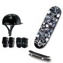 Kit Skate Conthey Street, Par de Joelheiras, Par de Cotoveleiras e Capacete - Preto/Branco