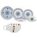 Aparelho de Jantar e Chá Biona Puebla JM386407 - 20 Peças + Tigela de Porcelana Oxford Bolo de Caneca c/ Asa 300ml - Branca/Marrom