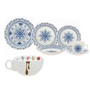 Aparelho de Jantar e Chá Biona Puebla J5916407 - 30 Peças + Tigela de Porcelana Oxford Bolo de Caneca c/ Asa 300ml - Branca/Marrom