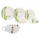 Aparelho de Jantar e Chá Biona Bio M5901516 - 30 Peças + Tigela de Porcelana Oxford Bolo de Caneca c/ Asa 300ml - Branca/Marrom